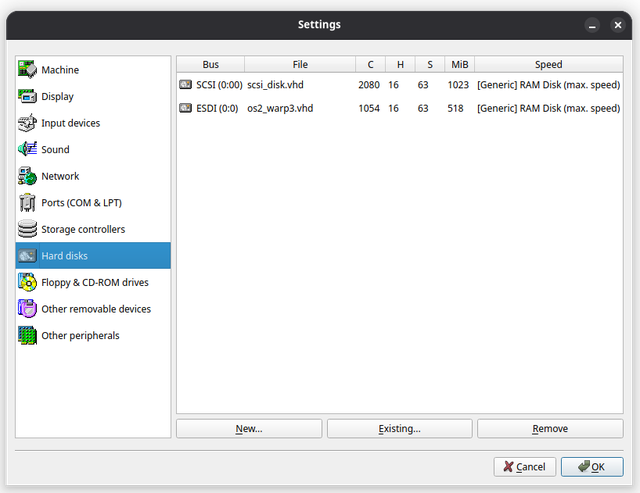 86Box Setting, Hard Disks